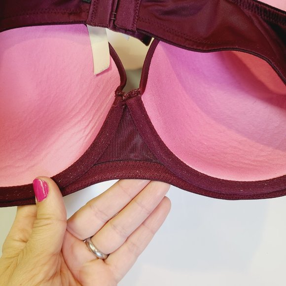 PINK Victorias Secret Maroon Burgundy Where Everwhere Lightly Lined Bra 36D - Picture 3 of 7